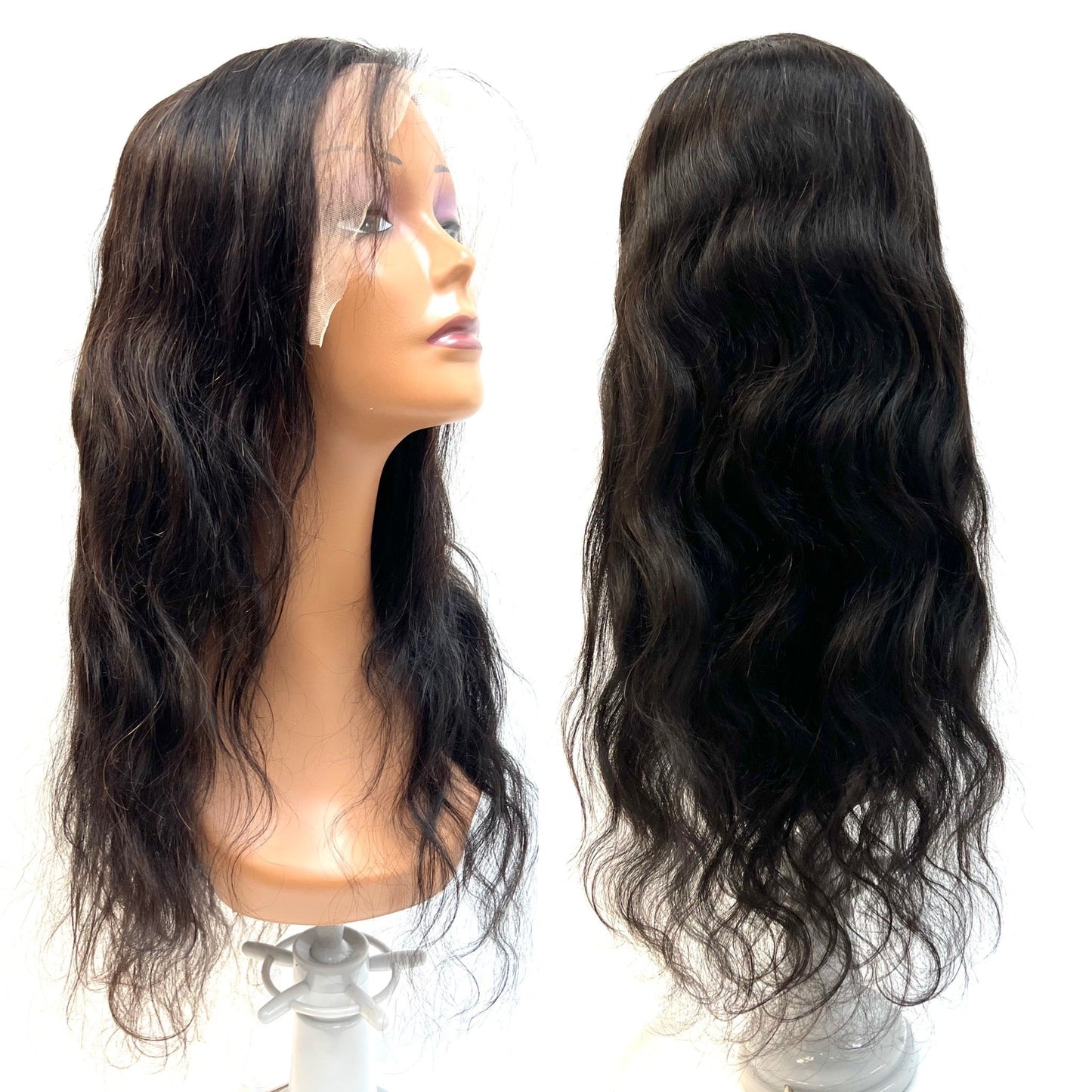 RIO Body Wave Human Hair Front Lace Wig, Natural Black